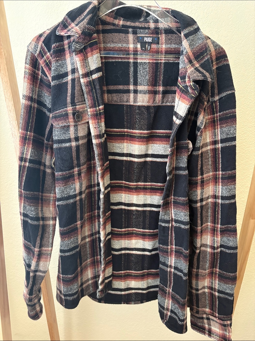 PAIGE Black Plaid Flannel Cream & Rust Accents
